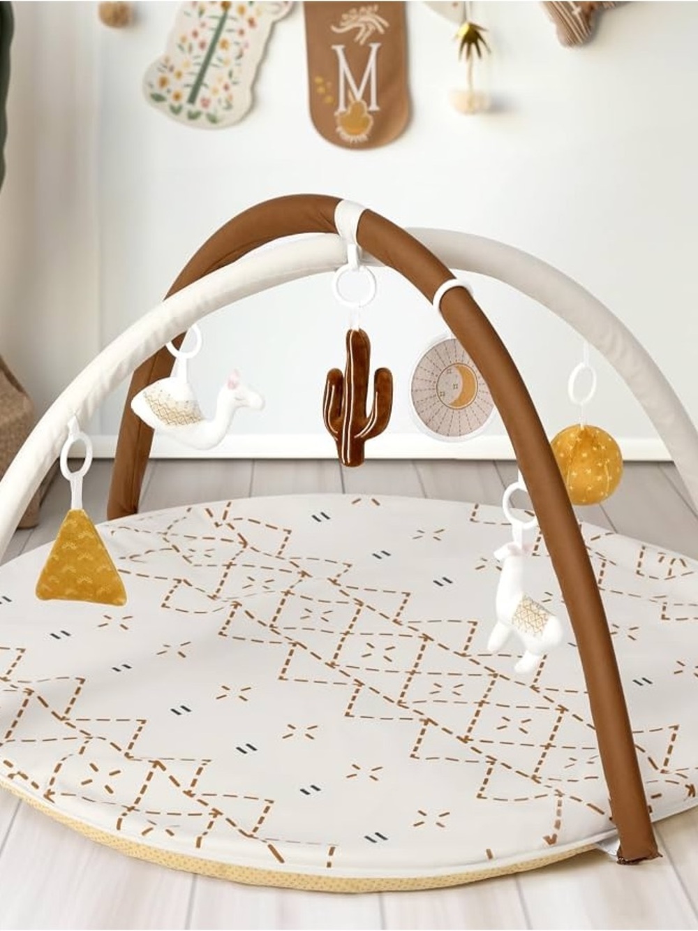 Little Dove Macrame Baby Play Gym & Tummy Time Mat with Hanging Toys.